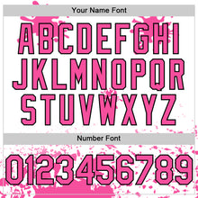 Load image into Gallery viewer, Custom White Pink Black-Blue Splatter Camo Two Tone Authentic Baseball Jersey

