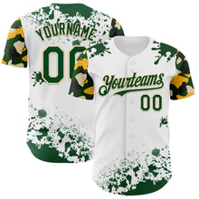 Load image into Gallery viewer, Custom White Green Cream-Yellow Splatter Camo Two Tone Authentic Baseball Jersey
