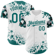 Load image into Gallery viewer, Custom White Teal Black-Gray Splatter Camo Two Tone Authentic Baseball Jersey
