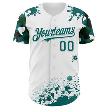 Load image into Gallery viewer, Custom White Teal-Black Splatter Camo Two Tone Authentic Baseball Jersey
