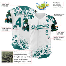Load image into Gallery viewer, Custom White Teal-Black Splatter Camo Two Tone Authentic Baseball Jersey
