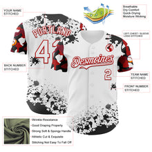 Load image into Gallery viewer, Custom White Red-Black Splatter Camo Two Tone Authentic Baseball Jersey
