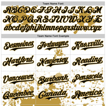 Load image into Gallery viewer, Custom White Black-Old Gold Splatter Camo Two Tone Authentic Baseball Jersey
