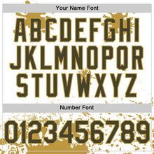 Load image into Gallery viewer, Custom White Olive-Old Gold Splatter Camo Two Tone Authentic Baseball Jersey
