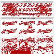 Load image into Gallery viewer, Custom White Red Gray-Black Splatter Camo Two Tone Authentic Baseball Jersey
