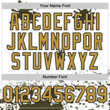 Load image into Gallery viewer, Custom White Old Gold Black-Olive Splatter Camo Two Tone Authentic Baseball Jersey
