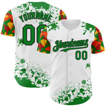 Load image into Gallery viewer, Custom White Grass Green Black Red-Yellow Splatter Camo Two Tone Authentic Baseball Jersey
