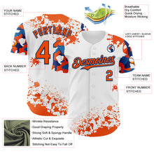 Load image into Gallery viewer, Custom White Orange-US Navy Blue Splatter Camo Two Tone Authentic Baseball Jersey
