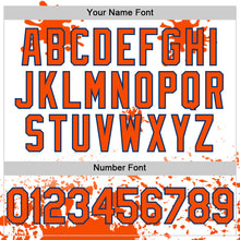 Load image into Gallery viewer, Custom White Orange-US Navy Blue Splatter Camo Two Tone Authentic Baseball Jersey
