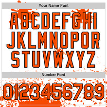 Charger l'image dans la galerie, Custom White Orange Black-Old Gold Splatter Camo Two Tone Authentic Baseball Jersey
