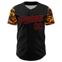 Charger l'image dans la galerie, Custom Black Red-Gold Digital Camo Two Tone Authentic Baseball Jersey
