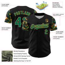 Load image into Gallery viewer, Custom Black Kelly Green-Old Gold Digital Camo Two Tone Authentic Baseball Jersey
