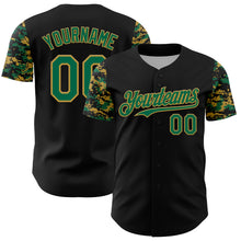 Load image into Gallery viewer, Custom Black Kelly Green-Old Gold Digital Camo Two Tone Authentic Baseball Jersey

