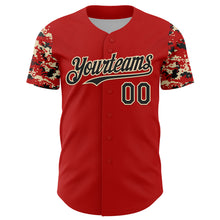 Load image into Gallery viewer, Custom Red Black-Cream Digital Camo Two Tone Authentic Baseball Jersey
