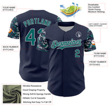 Load image into Gallery viewer, Custom Navy Teal-Gray Digital Camo Two Tone Authentic Baseball Jersey
