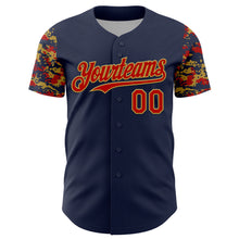 Load image into Gallery viewer, Custom Navy Red-Old Gold Digital Camo Two Tone Authentic Baseball Jersey
