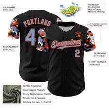 Load image into Gallery viewer, Custom Black Powder Blue Orange-White Digital Camo Two Tone Authentic Baseball Jersey

