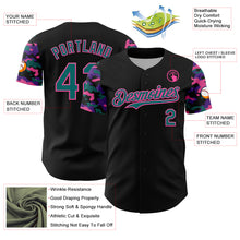 Load image into Gallery viewer, Custom Black Teal Pink-Purple Digital Camo Two Tone Authentic Baseball Jersey
