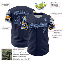 Load image into Gallery viewer, Custom Navy Light Blue Gold-White Digital Camo Two Tone Authentic Baseball Jersey
