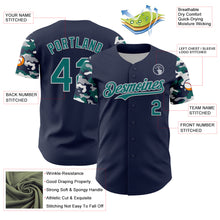 Charger l'image dans la galerie, Custom Navy Teal Gray-White Digital Camo Two Tone Authentic Baseball Jersey
