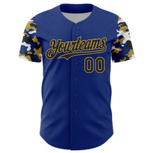 Charger l'image dans la galerie, Custom Royal Black Old Gold-White Digital Camo Two Tone Authentic Baseball Jersey
