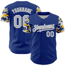 Load image into Gallery viewer, Custom Royal Gray White-Yellow Digital Camo Two Tone Authentic Baseball Jersey
