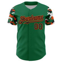 Load image into Gallery viewer, Custom Kelly Green Black Orange-White Digital Camo Two Tone Authentic Baseball Jersey
