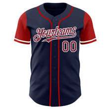 Laden Sie das Bild in den Galerie-Viewer, Custom Navy Camo Red-White Authentic Two Tone Baseball Jersey
