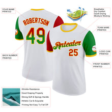 Load image into Gallery viewer, Custom White Red Grass Green-Yellow Gradient Two Tone Performance T-Shirt
