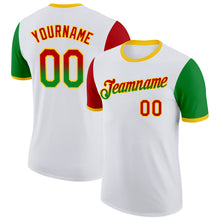 Load image into Gallery viewer, Custom White Red Grass Green-Yellow Gradient Two Tone Performance T-Shirt
