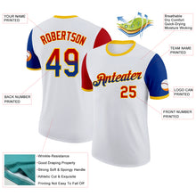 Load image into Gallery viewer, Custom White Red Royal-Yellow Gradient Two Tone Performance T-Shirt
