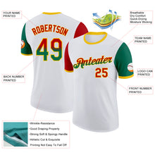 Load image into Gallery viewer, Custom White Red Kelly Green-Yellow Gradient Two Tone Performance T-Shirt
