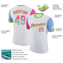 Laden Sie das Bild in den Galerie-Viewer, Custom White Pink Light Blue-Neon Green Gradient Two Tone Performance T-Shirt
