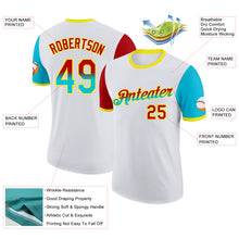 Load image into Gallery viewer, Custom White Red Lakes Blue-Light Yellow Gradient Two Tone Performance T-Shirt

