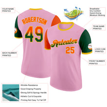 Charger l'image dans la galerie, Custom Light Pink Orange Green-Yellow Gradient Two Tone Performance T-Shirt
