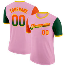 Charger l'image dans la galerie, Custom Light Pink Orange Green-Yellow Gradient Two Tone Performance T-Shirt
