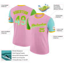 Laden Sie das Bild in den Galerie-Viewer, Custom Light Pink Aurora Green Ice Blue-Yellow Gradient Two Tone Performance T-Shirt
