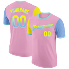 Laden Sie das Bild in den Galerie-Viewer, Custom Light Pink Light Yellow Light Blue-Ice Blue Gradient Two Tone Performance T-Shirt
