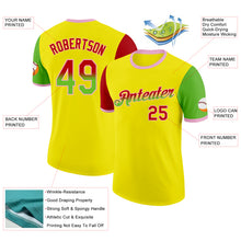 Laden Sie das Bild in den Galerie-Viewer, Custom Light Yellow Red Aurora Green-Light Pink Gradient Two Tone Performance T-Shirt
