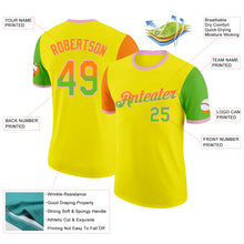 Load image into Gallery viewer, Custom Light Yellow Bay Orange Aurora Green-Light Pink Gradient Two Tone Performance T-Shirt

