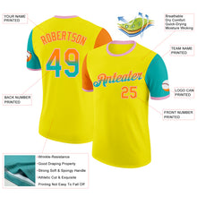 Load image into Gallery viewer, Custom Light Yellow Bay Orange Aqua-Light Pink Gradient Two Tone Performance T-Shirt
