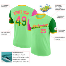 Laden Sie das Bild in den Galerie-Viewer, Custom Pea Green Pink Grass Green-Yellow Gradient Two Tone Performance T-Shirt
