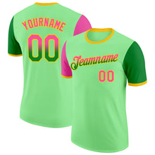Laden Sie das Bild in den Galerie-Viewer, Custom Pea Green Pink Grass Green-Yellow Gradient Two Tone Performance T-Shirt

