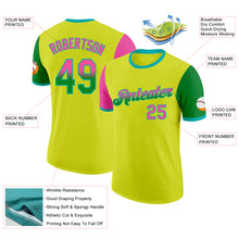 Load image into Gallery viewer, Custom Neon Yellow Pink Grass Green-Aqua Gradient Two Tone Performance T-Shirt
