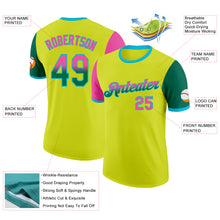 Загрузить изображение в средство просмотра галереи, Custom Neon Yellow Pink Kelly Green-Lakes Blue Gradient Two Tone Performance T-Shirt
