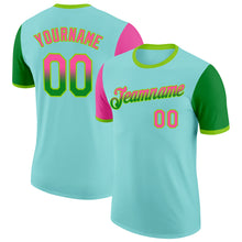 Load image into Gallery viewer, Custom Ice Blue Pink Grass Green-Neon Green Gradient Two Tone Performance T-Shirt
