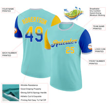 Laden Sie das Bild in den Galerie-Viewer, Custom Ice Blue Yellow Thunder Blue-Silver Gradient Two Tone Performance T-Shirt
