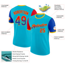 Load image into Gallery viewer, Custom Lakes Blue Fire Red Thunder Blue-Yellow Gradient Two Tone Performance T-Shirt
