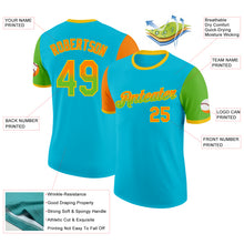 Загрузить изображение в средство просмотра галереи, Custom Lakes Blue Bay Orange Aurora Green-Yellow Gradient Two Tone Performance T-Shirt
