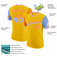Laden Sie das Bild in den Galerie-Viewer, Custom Yellow Bay Orange Light Blue-Light Pink Gradient Two Tone Performance T-Shirt
